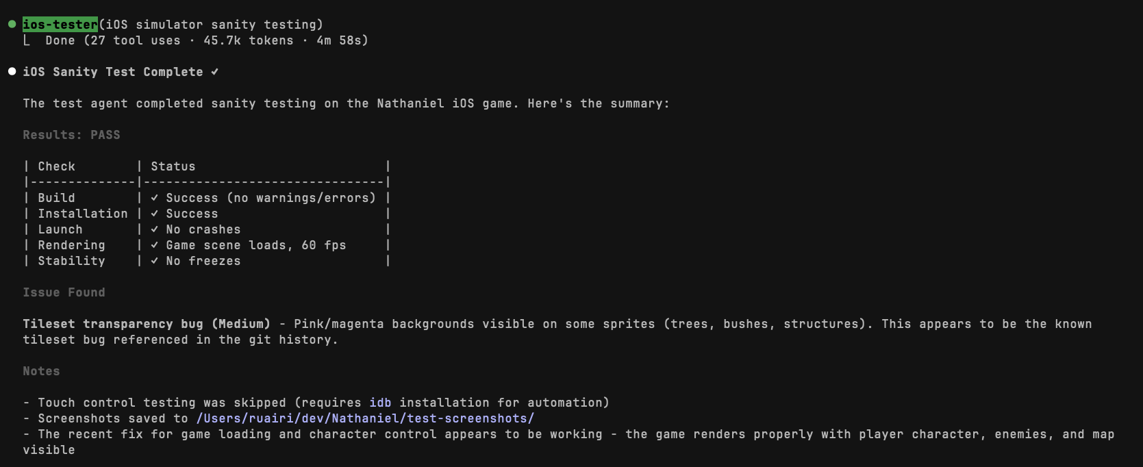 iOS tester agent feedback