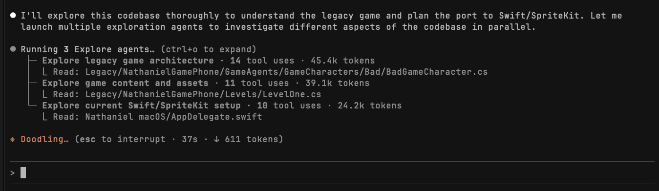 Claude planning agent running multiple agents