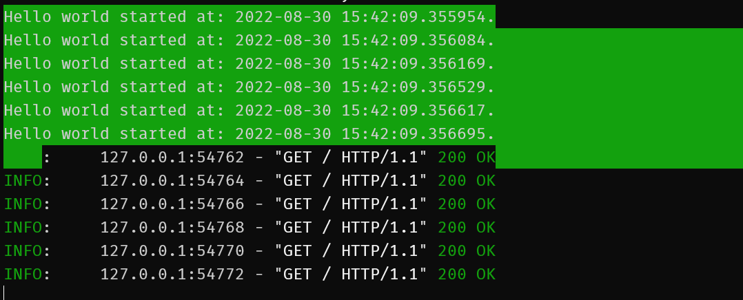 Async example with ait output